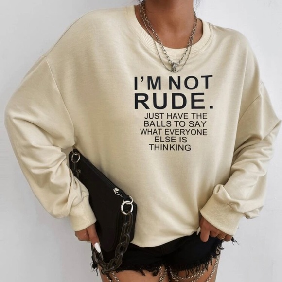 Cream Colored Drop Shoulder Sweatshirt (Funny Saying) - Picture 5 of 6